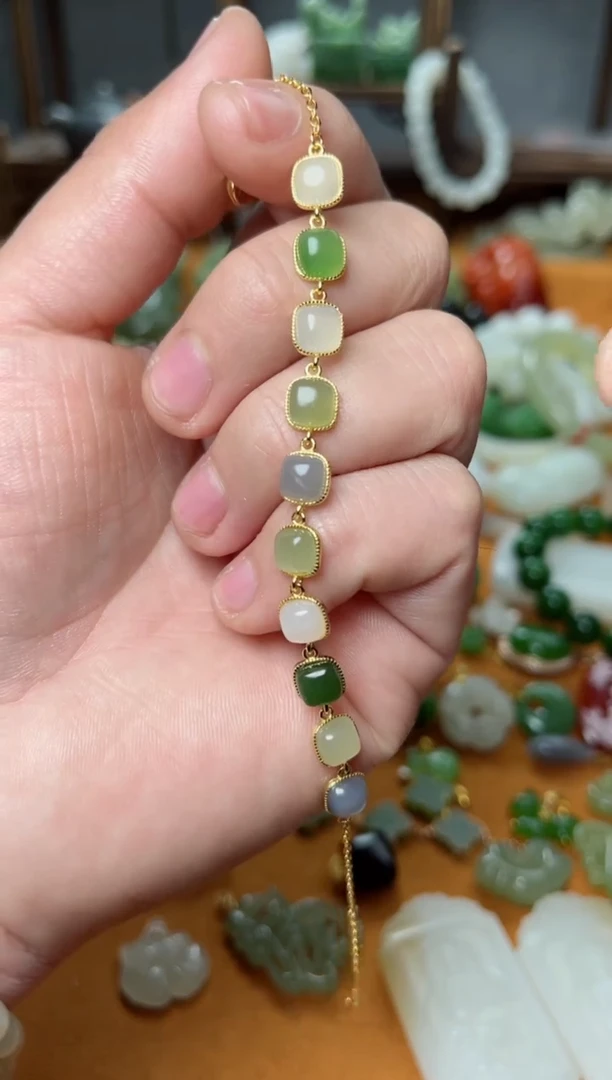 【闪购商品】和田玉挂件银S925镶嵌手链01多样性发一个