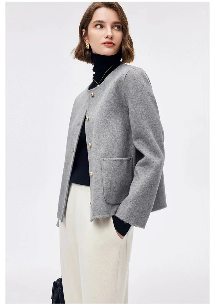 【反季大促】百搭小香风大众款时尚双面呢羊毛大衣女短款洋气外套