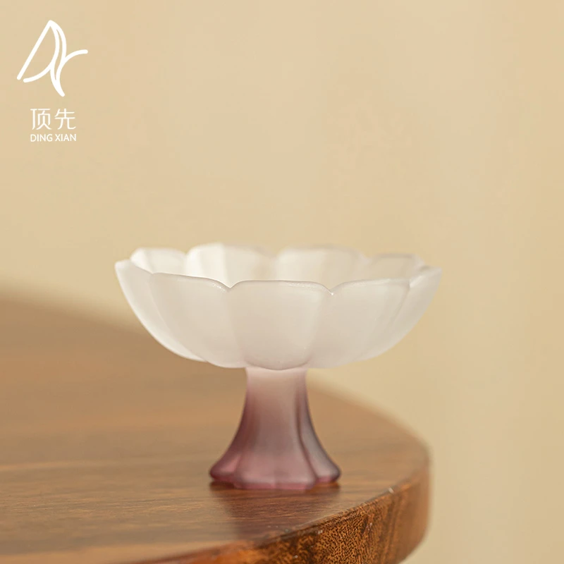 顶先 葡萄紫荷花高足杯耐热玻璃主人杯花口杯家用茶杯 A11042