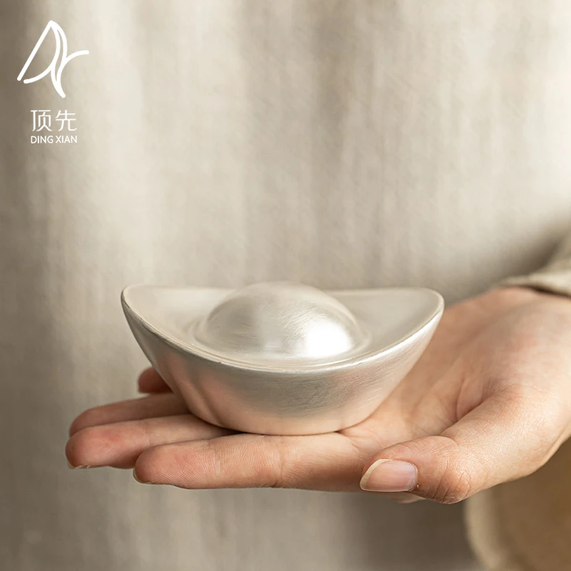 顶先 鎏银元宝陶瓷创意茶道摆件盖置配件 A10613