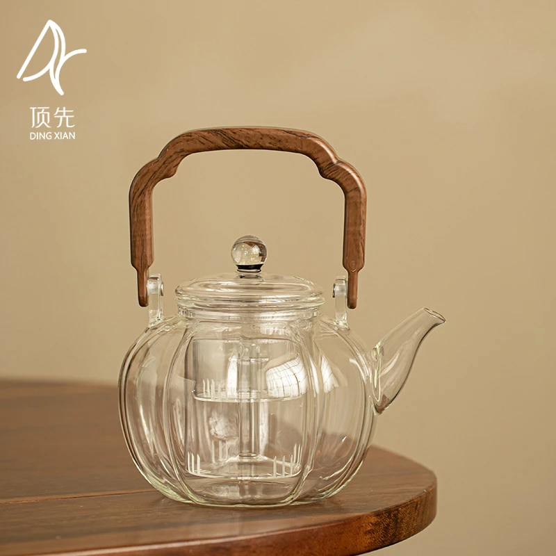 顶先 启鸢玻璃烧水煮茶壶高硼硅耐热蒸煮两用加热玻璃壶 A9045