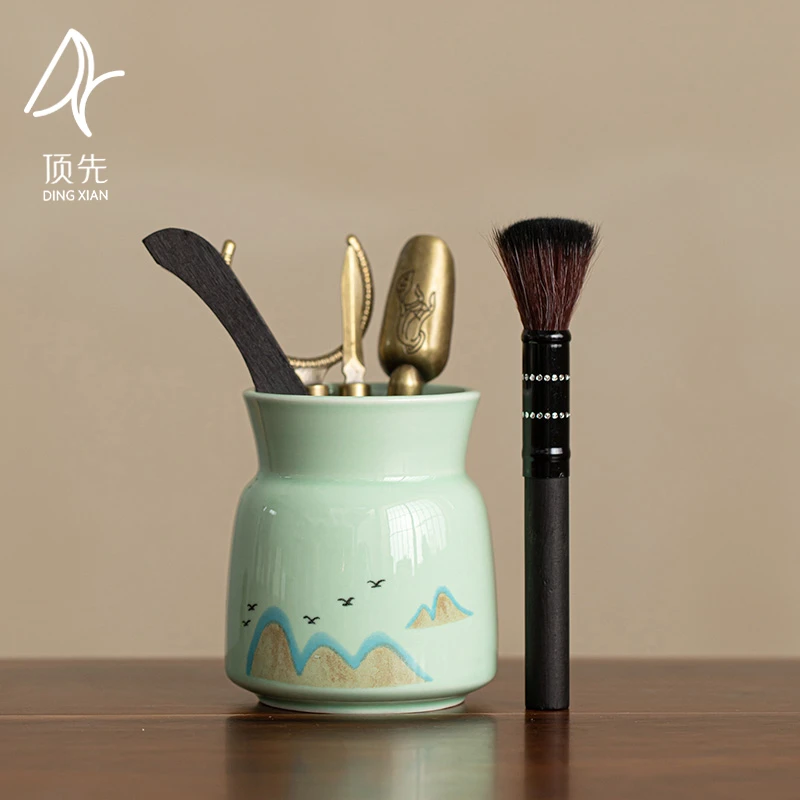 顶先 青瓷远山六君子茶道配件家用陶瓷功夫茶具 A10636