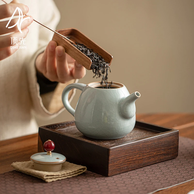 顶先 当代天青汝窑美人壶复古家用简约陶瓷泡茶壶功夫茶具 A5777