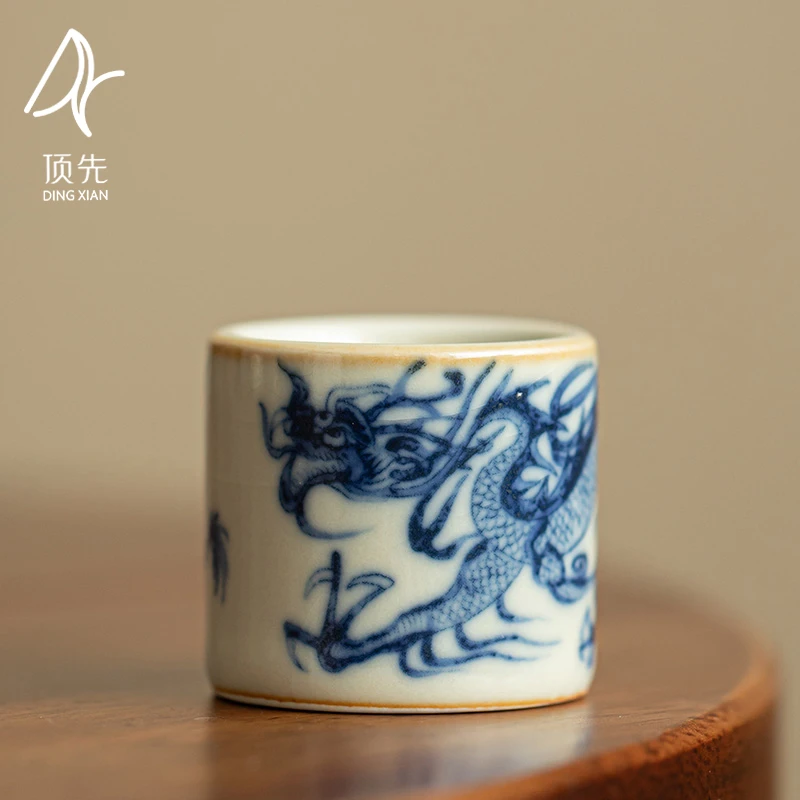 顶先 汝窑龙纹茶盖托盖置开片功夫茶具茶道配件 A9026