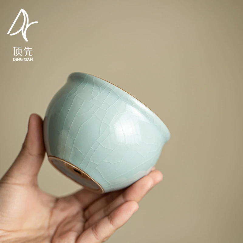 顶先 汝窑主人杯康熙通宝底款铜钱缸杯功夫茶具茶杯品茗杯A7843