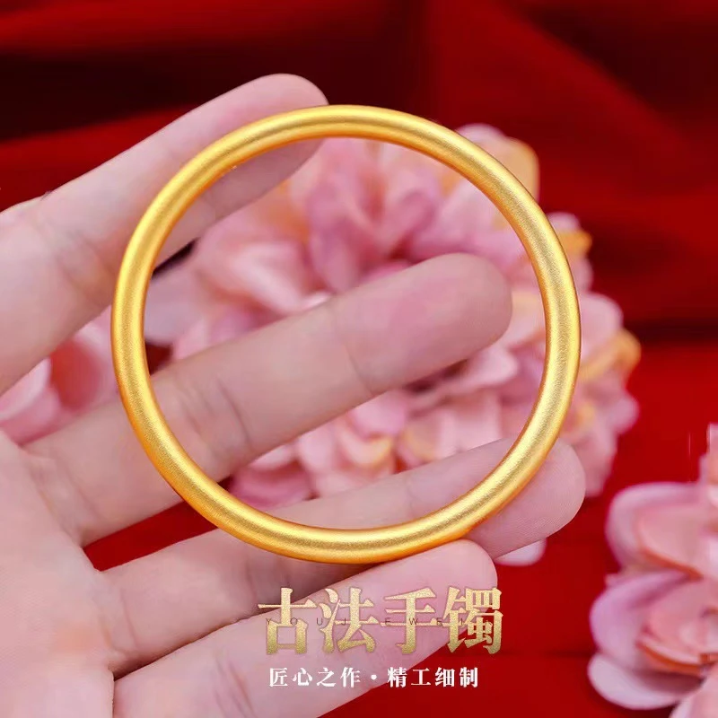 铜合金手镯   设计师款传承古法素圈手镯实心百搭闭口饰品经典镯