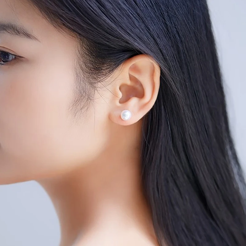 Hrfly/风下小灯泡Akoya海水珍珠耳钉 高品质7-8mm正圆气质强光