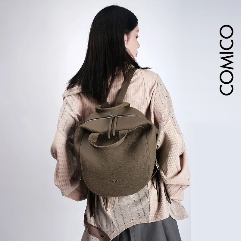 comico/高美高头层牛皮经典双肩包原创设计轻奢通勤出行必备D1166