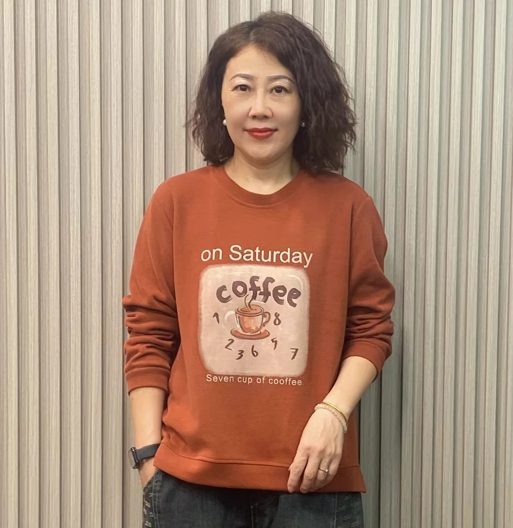 JIAXIN/珈辛早秋新款宽松圆领长袖数码开叉卫衣妈妈装时尚百搭
