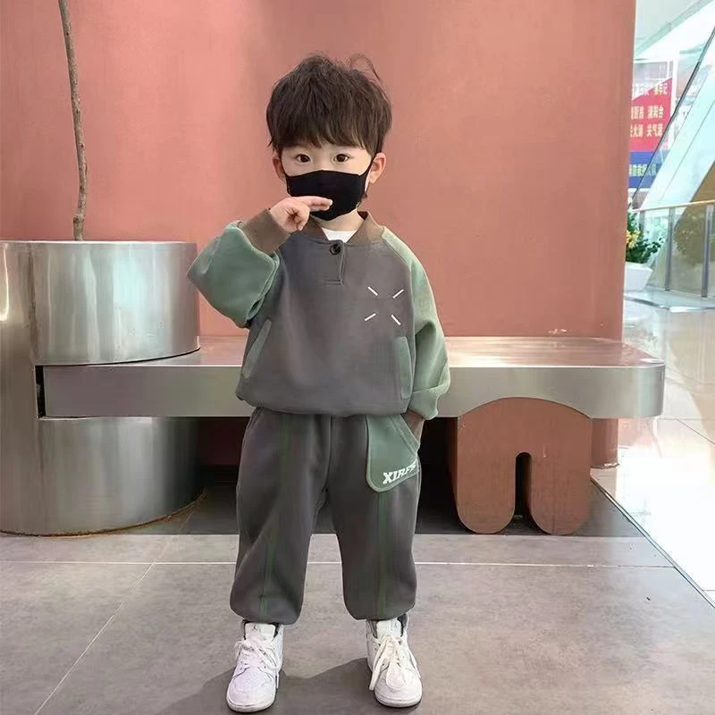 父亲节儿童节套装卫衣童装男童洋气休闲春秋运动加绒中大童帅气