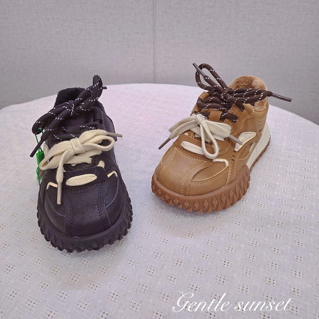 儿童舒适洋气加绒百搭保暖耐磨休闲鞋防滑耐磨