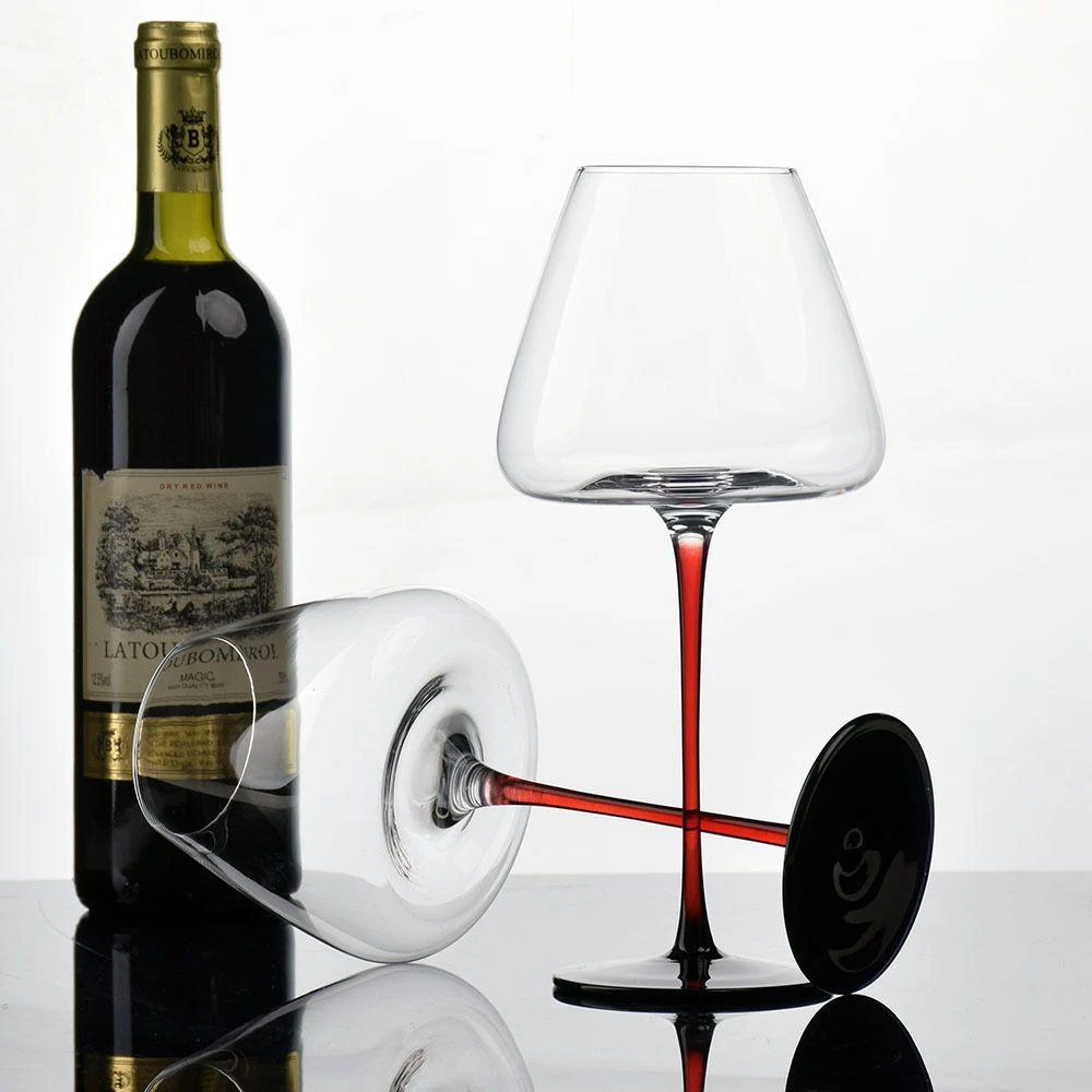 金喜盼一对黑领结水晶玻璃红酒杯家用高档大肚高脚杯轻奢高级感