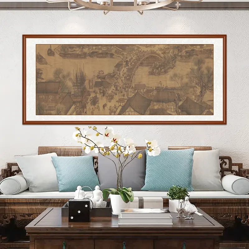 【清明上河图】带框装裱  高清微喷装饰画  办公室茶室客厅挂画