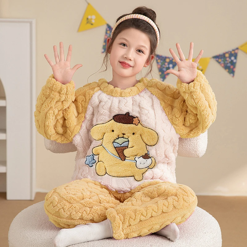 bejirog/北极绒儿童款睡衣2025秋冬季女童加厚保暖珊瑚绒居家套装