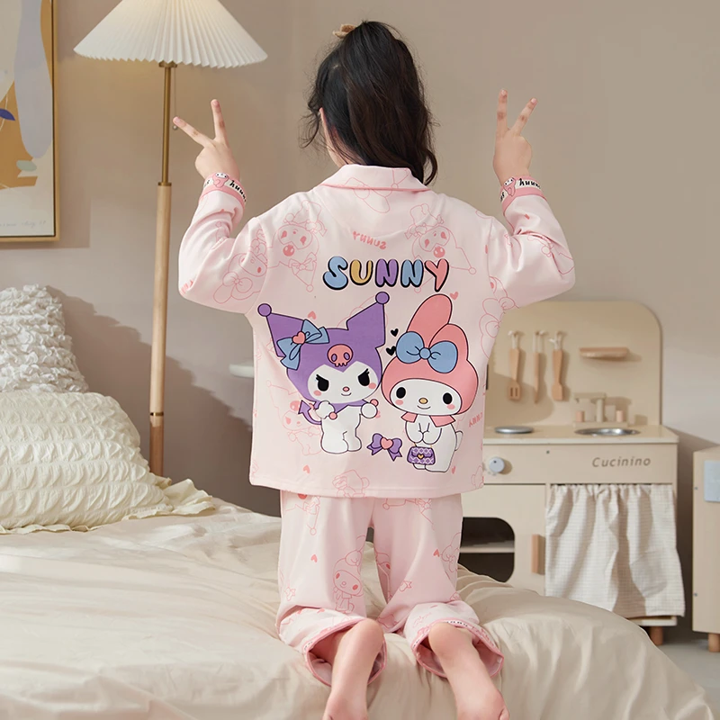 bejirog/北极绒长袖开衫款女大童甜美可爱风纯棉儿童居家睡衣套装