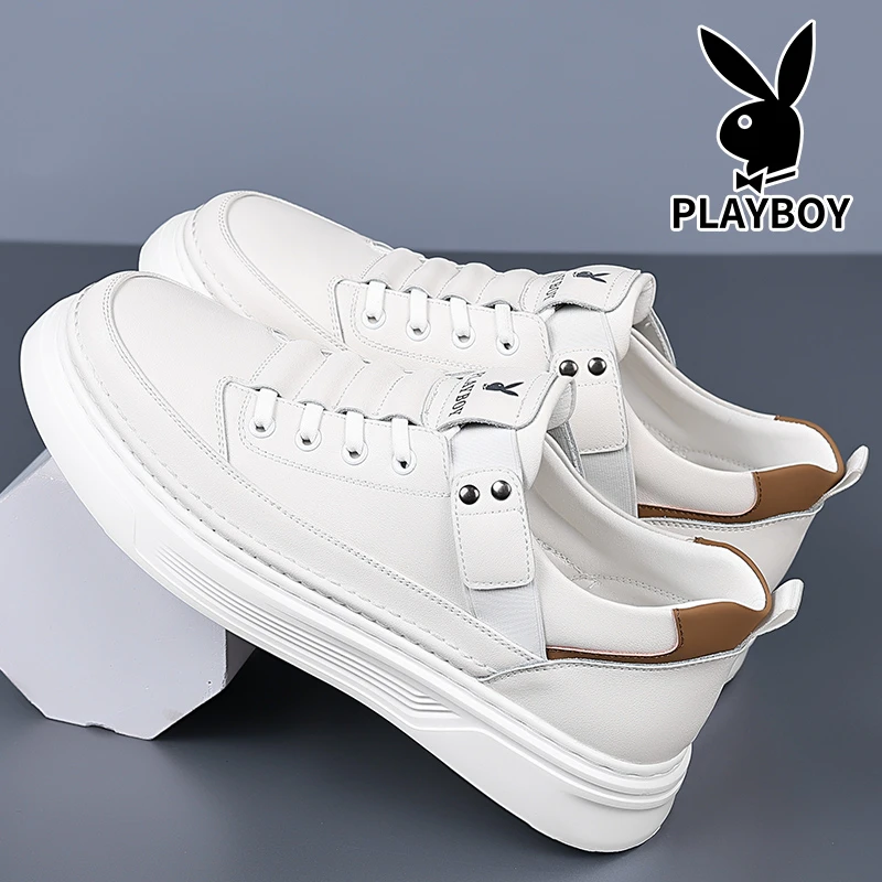 花花公子男鞋2025秋季小白鞋男士真皮透气休闲皮鞋百搭懒人板鞋子