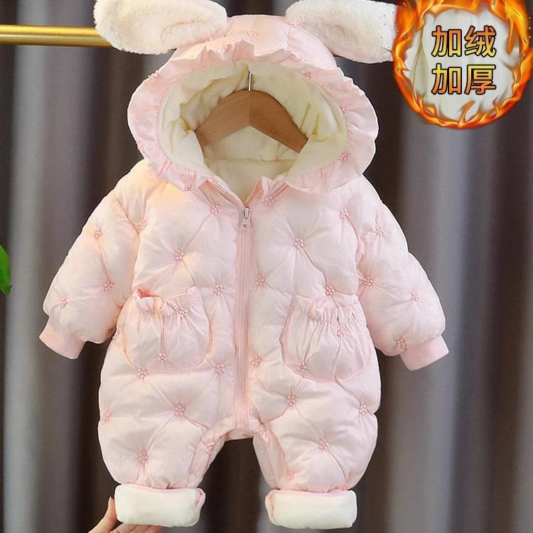 【超萌好物】新生儿连体服冬季女宝宝可爱保暖加厚新洋气婴幼儿加绒