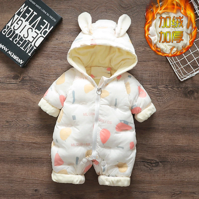 连体衣冬装可爱公主外出新生儿衣服加厚保暖爬爬服女宝宝哈衣长袖