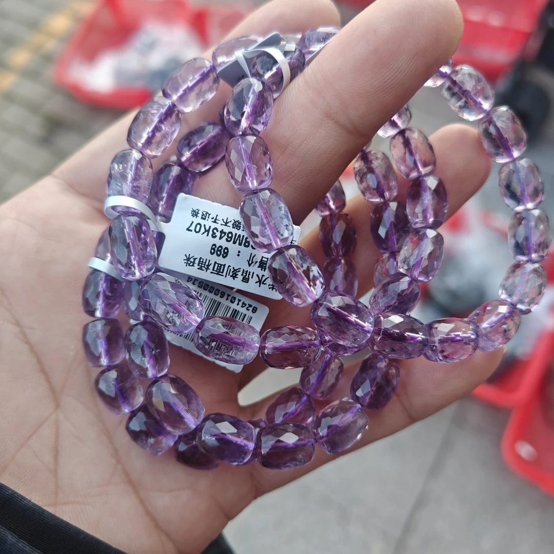 【书记甄选】天然紫水晶刻面桶珠单圈手链 多样性发一件 xl2208