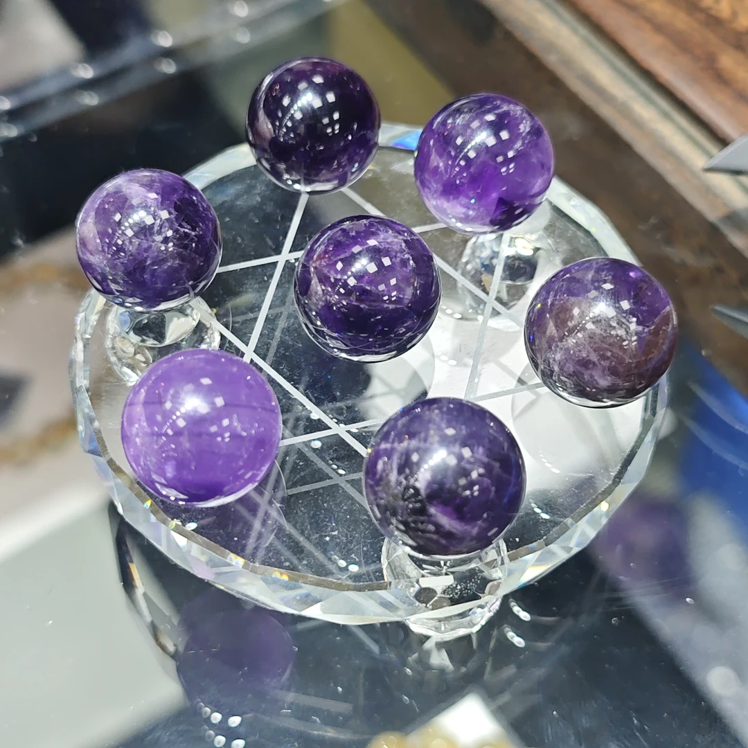 【书记甄选】天然紫水晶七星阵球1.8cm左右  TS038