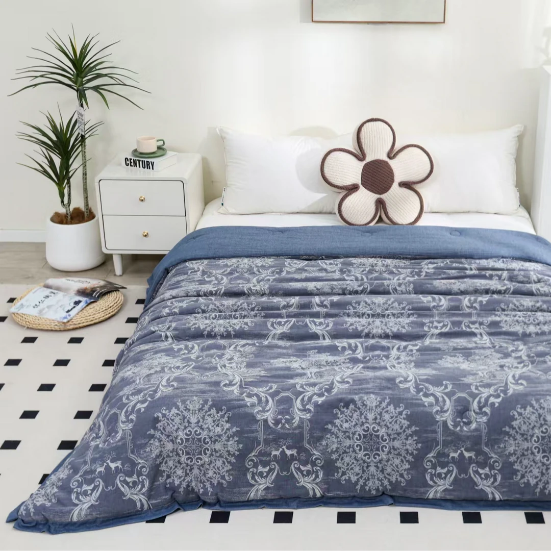 伊卡230*200 高端纯棉细纱A长绒棉亲肤柔软清新秋冬被绗缝