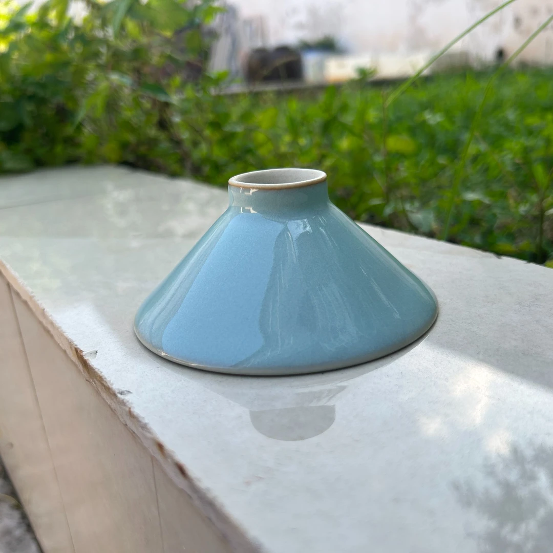 全品赵琳斗笠杯60cc全手工拉胚原矿釉汝瓷主人杯