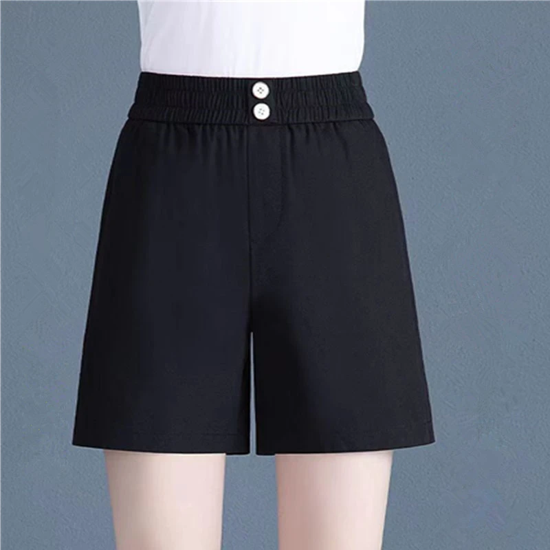 新款黑色短裤女夏季薄款高腰显瘦休闲裤时尚百搭外穿a字阔腿短裤