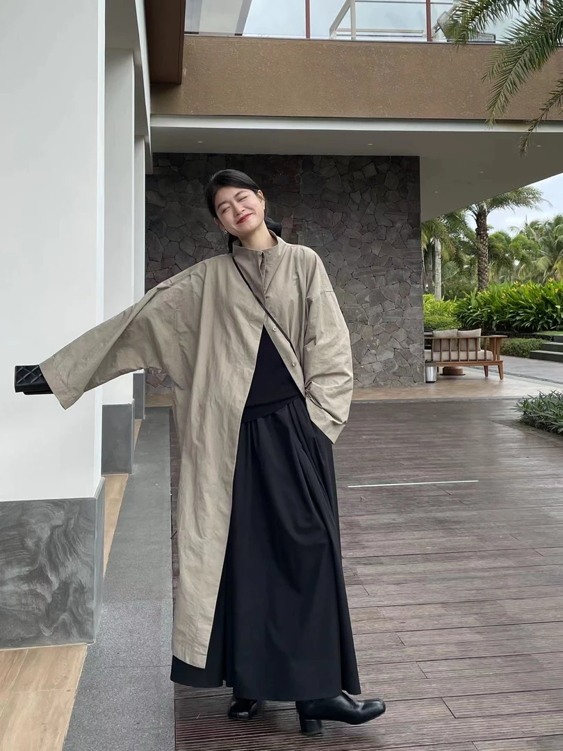 韩系长款风衣外套