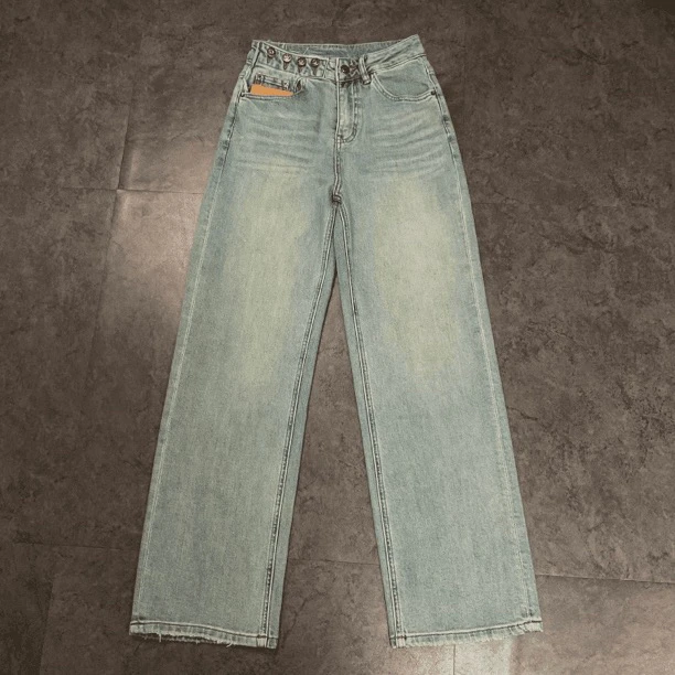 百搭直筒拖地牛仔裤18730