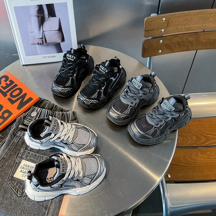 女童老爹鞋2024网布新款透气运动鞋潮童鞋秋季软底男童休闲鞋时尚