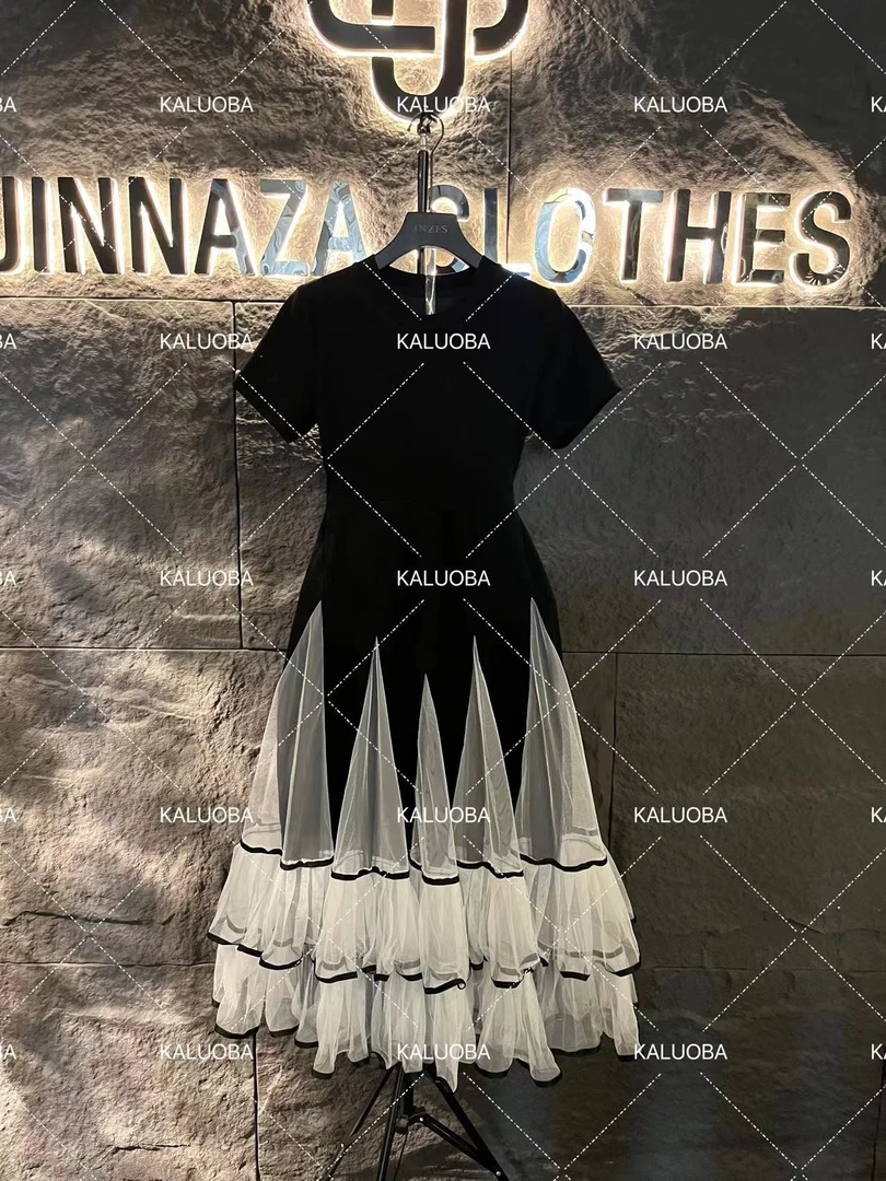 【原创大码设计师款女装】2024新款网纱蛋糕设计感女大码连衣裙5413