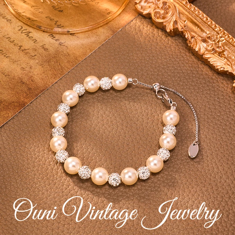 铜合金仿珍珠手链 欧★【满天星】斯卡利亚 西西里岛系列 手链A1011