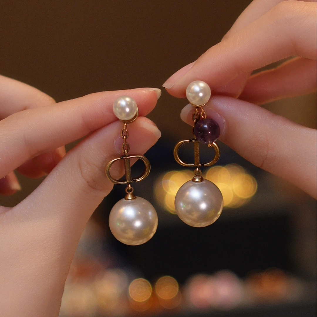 水晶灵动珠珠吊坠耳环HTJF0101