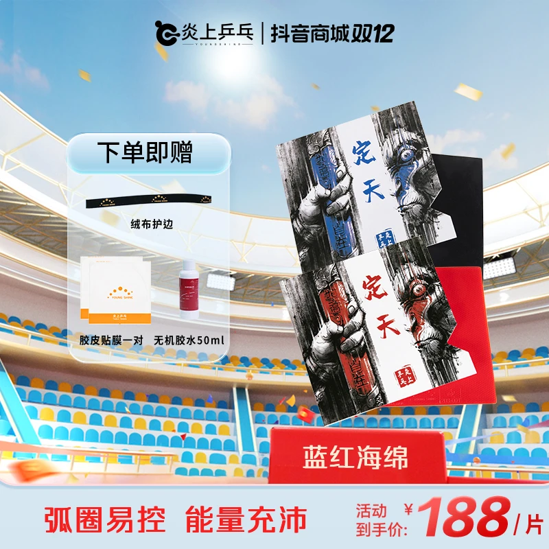 炎上定天乒乓球胶皮球拍反胶套胶省套蓝海绵胶皮红海绵红胶皮套装