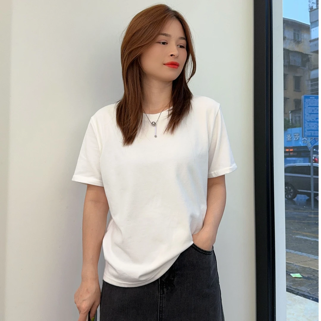 萱萱【云朵柔软】正肩宽松云朵棉纯色上衣539608 081602