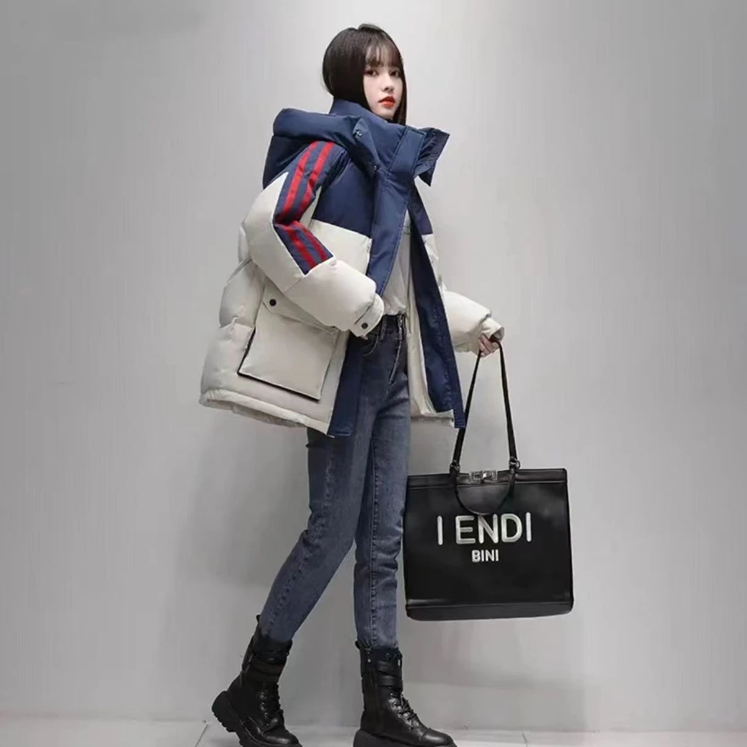 羽小绒羽绒棉服新款羽绒服羽绒服女2023年冬季抖音网红新款撞色韩