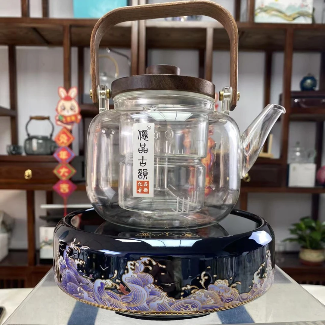 岳恒鱼跃龙门炉+提梁壶套装煮茶器蒸煮保温加厚耐热