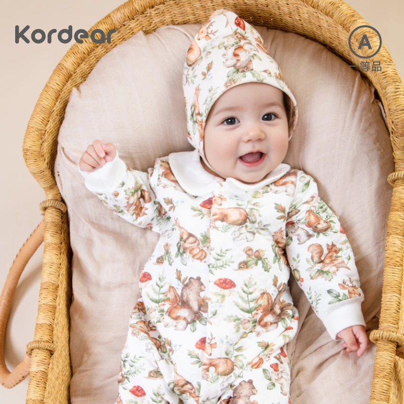 考拉蒂尔【森林奇遇记】婴儿夹棉连体衣秋冬夹丝保暖哈衣爬服