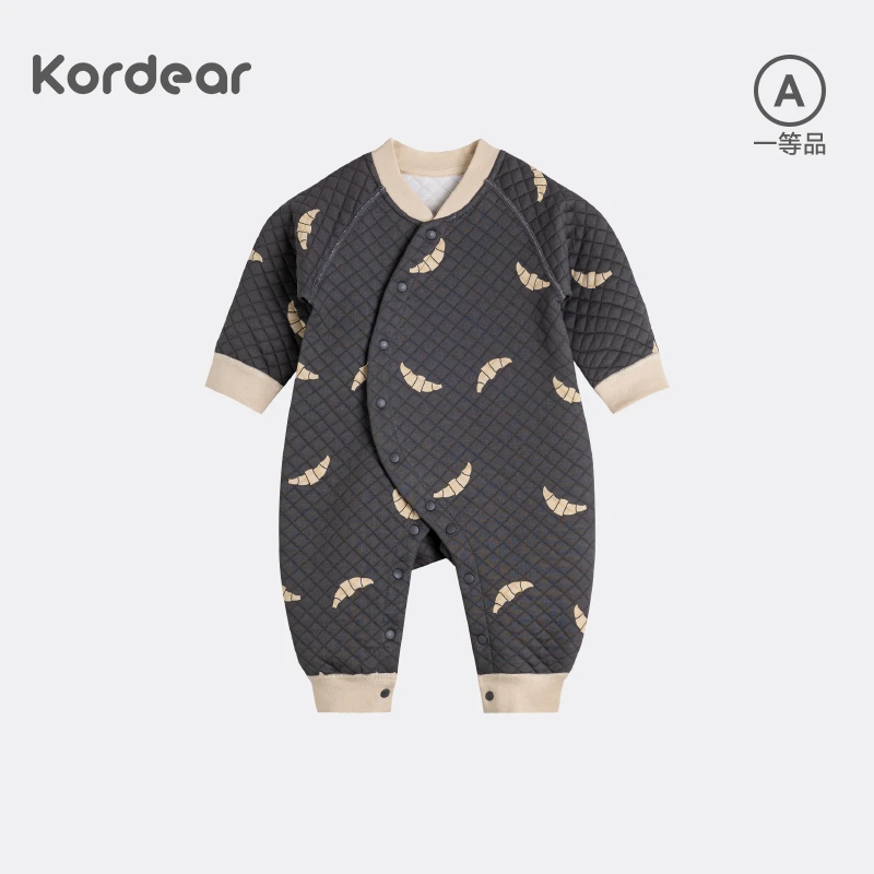 考拉蒂尔【甜梦月亮】婴儿夹丝连体衣秋冬加厚宝宝棉服外出哈衣爬服