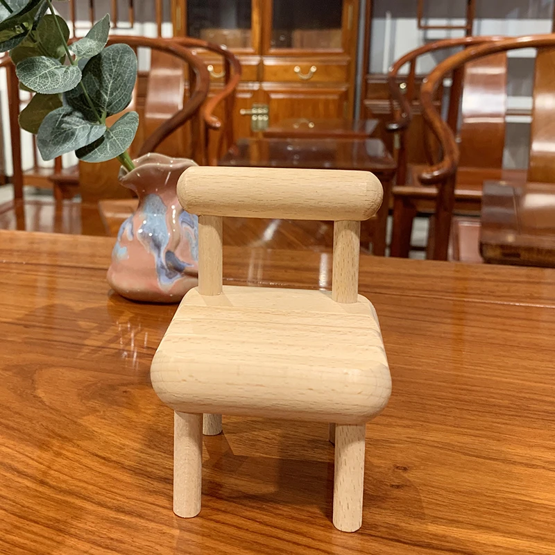 手机支架摆件创意榉木小椅支架
