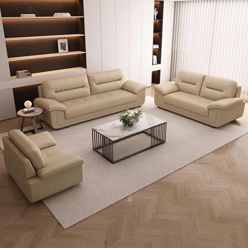 简约现代办公沙发商务会客接待小型三人位中式办公室沙发茶几组合