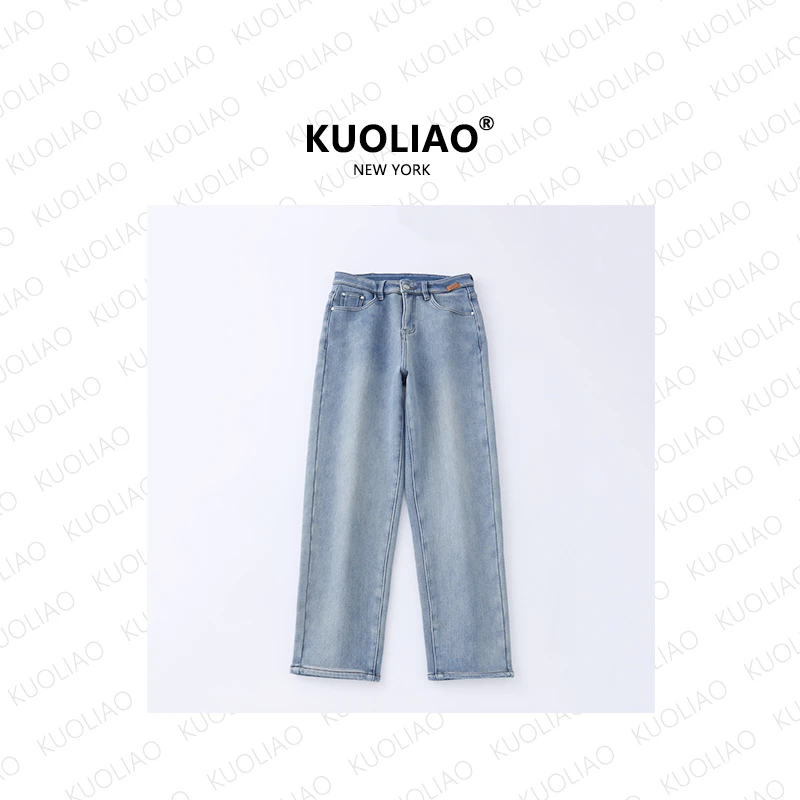 线下专柜款！线下1380！女士秋冬加绒加厚保暖浅蓝牛仔裤5721