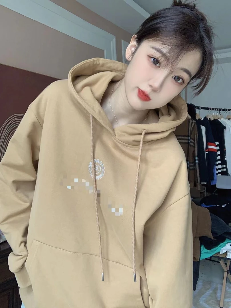 【咖啡王子】连帽咖色刺绣宽松卫衣