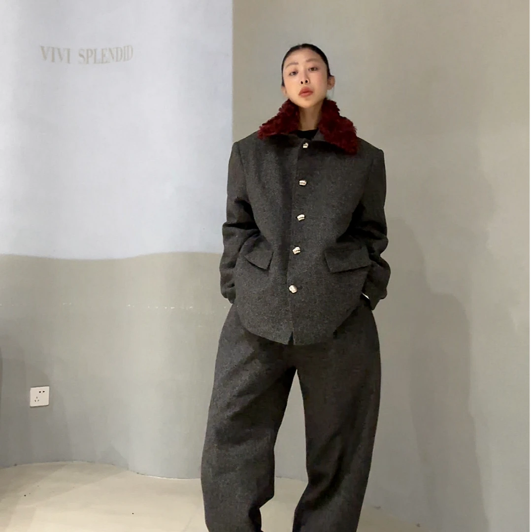 VIVISPLENDID19328#（定制福利款NO退NO换）撞色羽绒内胆西装