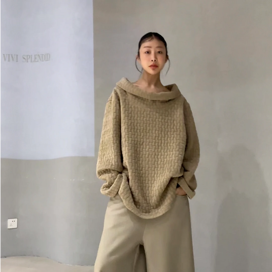 19168#（定制福利款NO退NO换）雅丹风加厚可斜肩卫衣