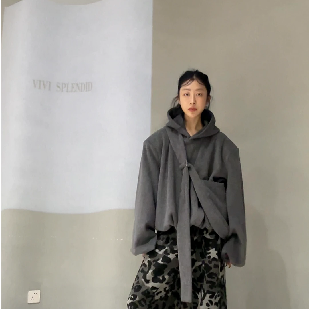 19302#（定制福利款NO退NO换）加厚尼料连帽减龄尼卫衣+包包两件套