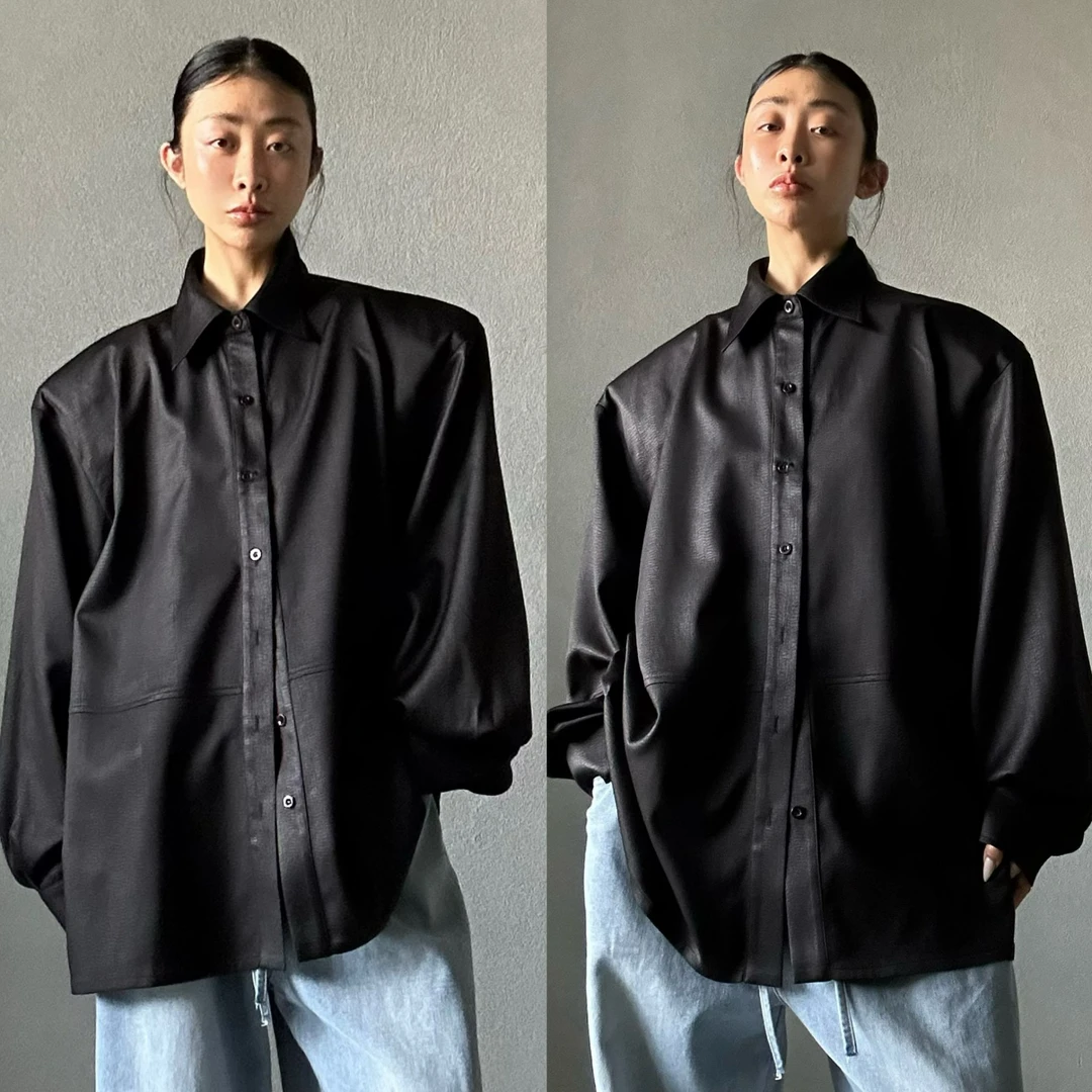 19066#（定制福利款NO退NO换）2024秋冬新品欧美风纹理大牌感衬衫