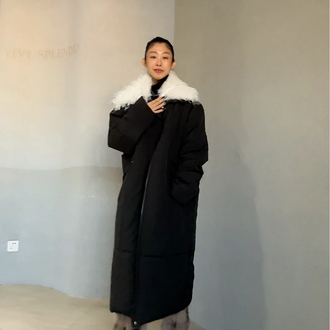 VIVISPLENDID19590#（定制款NO退NO换）氛围感环保毛领保暖棉衣