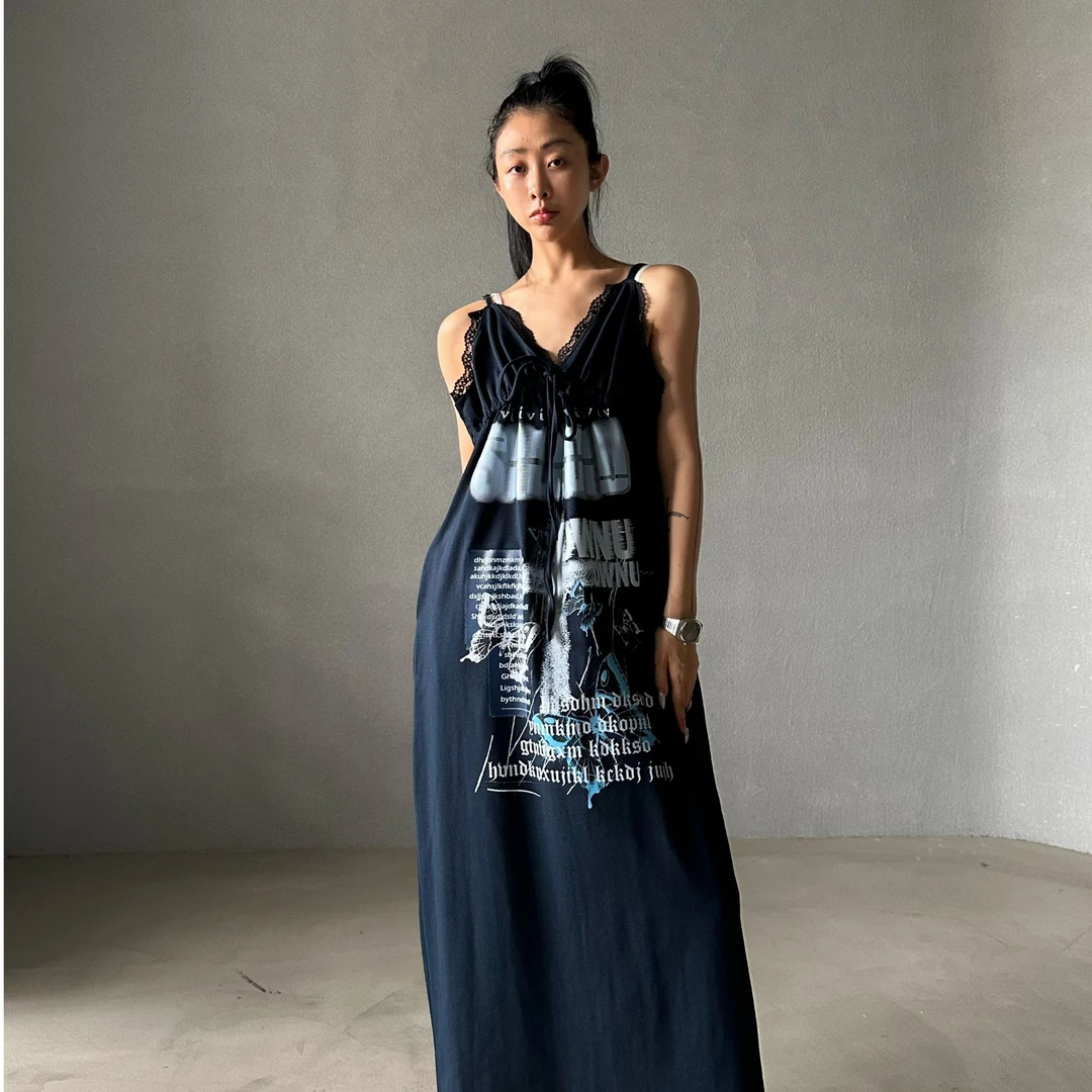 18929#（定制福利款NO退NO换）欧美风经典加厚印花吊带裙