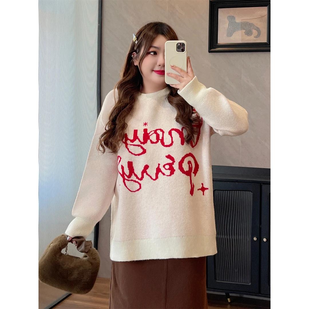 佩加蒙德 / 氛围感刺绣毛衣11623花契200斤胖mm冬季新款简约洋气